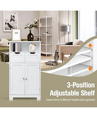 Bathroom Wooden Side Cabinet with 2 Drawers and 2 Doors