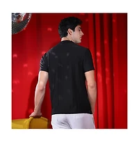 Campus Sutra Men's Onyx Black Hive Polo T-Shirt