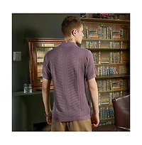 Campus Sutra Men's Mauve Purple Stripe-Textured Polo T-Shirt