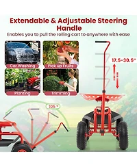 Rolling Garden Cart Wagon with Extendable Handle for Easy Transport