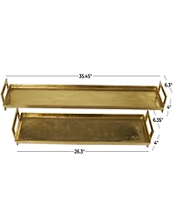 Rosemary Lane Modern Brass Tray, Set of 2