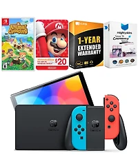 Nintendo Switch Neon Red & Blue Oled Console with Animal Crossing New Horizons, Nintendo $20 eShop Gift Card