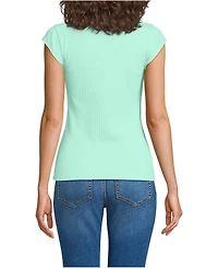 Lands' End Women's Pointelle Cap Sleeve Top