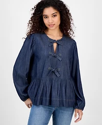 Nautica Jeans Women's Chambray Peplum-Hem Top