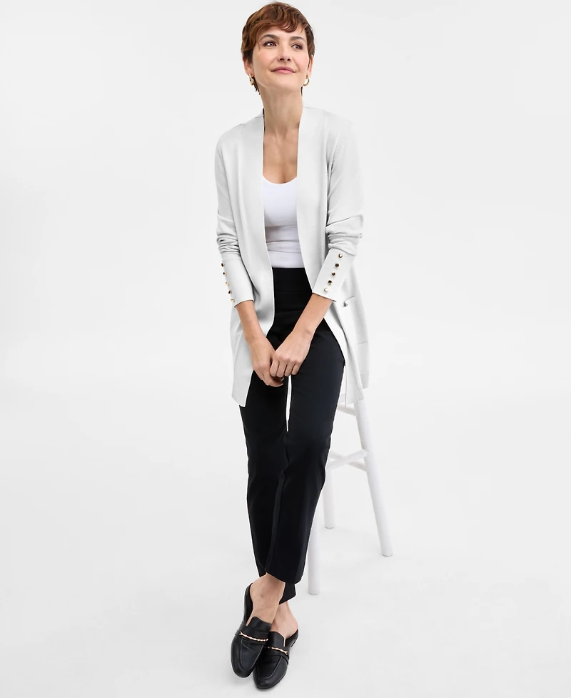 Jm Collection Women's Button-Sleeve Flyaway Cardigan Sweater
