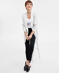 Jm Collection Women's Button-Sleeve Flyaway Cardigan Sweater