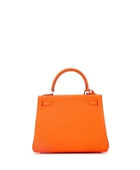Pre-Owned Hermes Kelly 25 Handbag Orange Togo with Palladium Hardware