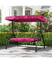 Gymax Converting Patio Swing Chair Porch Swing Bed w/Adjustable Canopy & Thickened Cushion