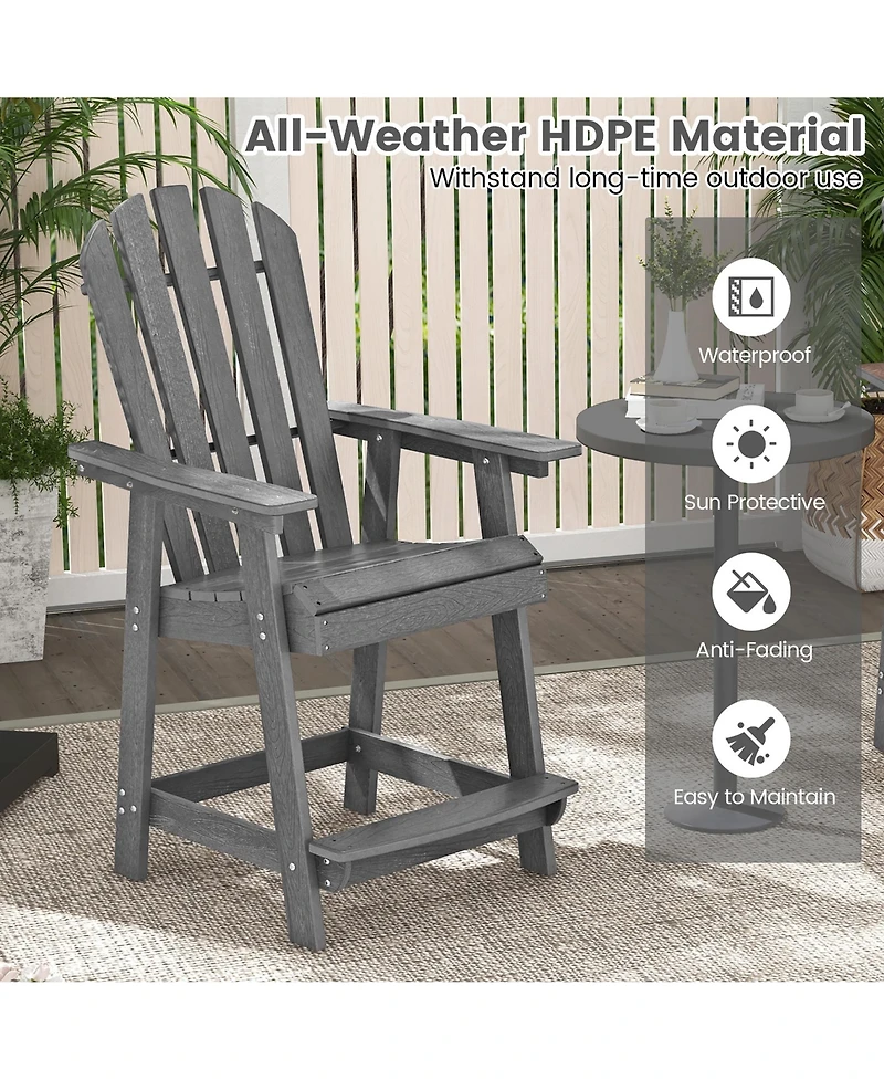 Gymax 2PCS Bar Stool Hdpe Chair w/ Armrest Footrest Home Indoor Outdoor Patio