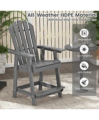 Gymax 2PCS Bar Stool Hdpe Chair w/ Armrest Footrest Home Indoor Outdoor Patio