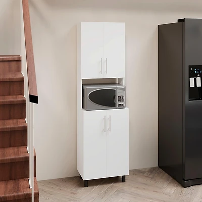 Olivet Kitchen Pantry, 4 Doors, 4 Shelves, White