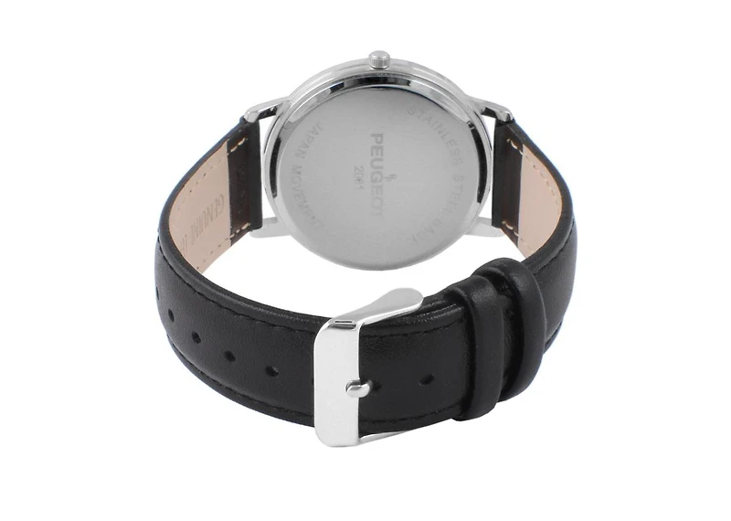 Peugeot Men's 40mm Blue Dial Vintage Remote Sweep Leather Strap Watch