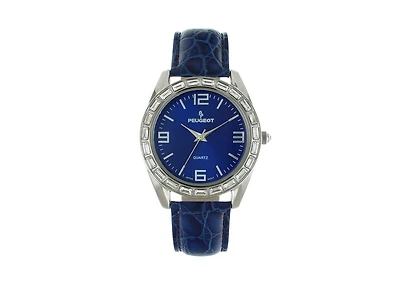 Peugeot Women's 40mm Blue Boyfriend Watch with Baguette Crystals