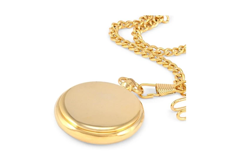 Peugeot Men's 14K Gold Plated Deco Skeleton Dial Vintage Pocket Watch with Clip-On Chain