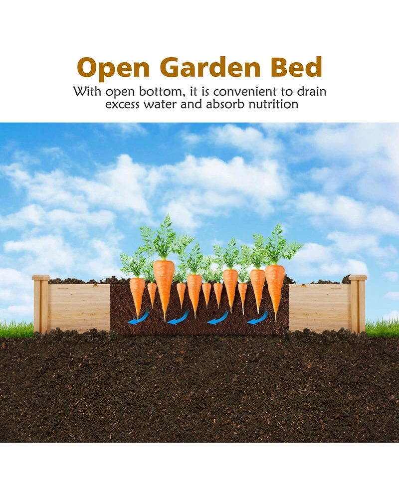 Gymax Raised Garden Bed 92.5x95x11in Wooden Garden Box Planter Container U-Shaped Bed