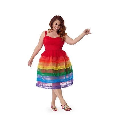 Unique Vintage Plus Tiered Sheer Swing Dress