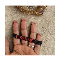 Love Hand Beaded Bracelet | Red and Black Glass Beads