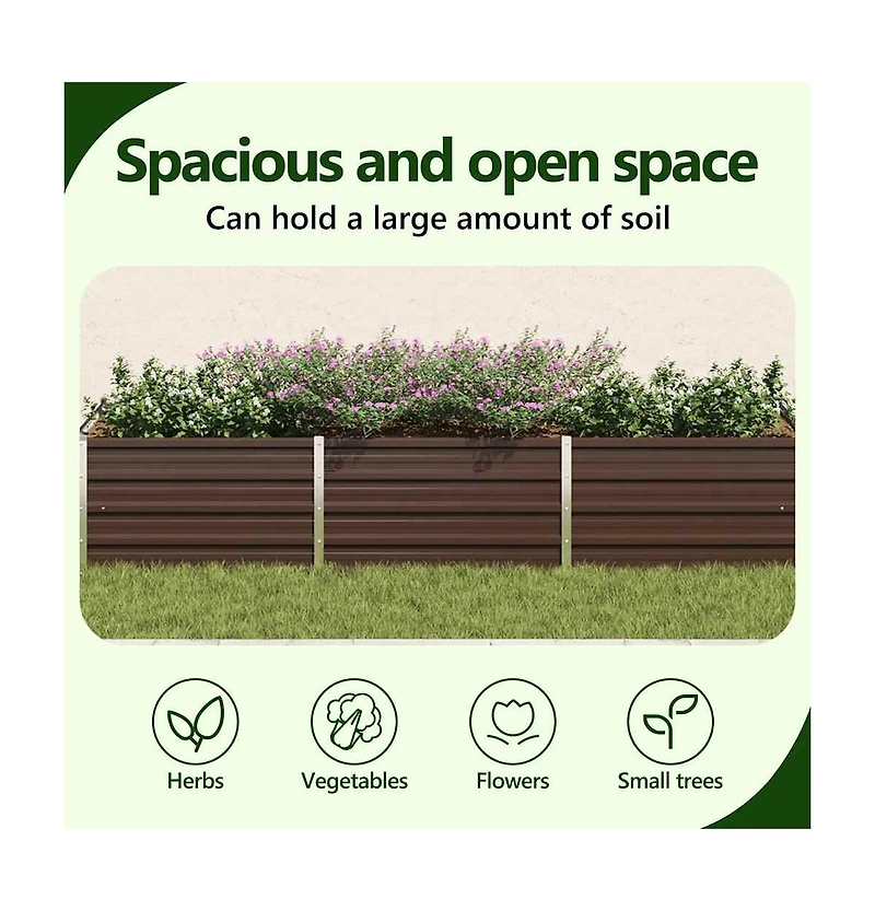 Garden Raised Bed Brown 94.5"x31.5"x17.7" Galvanized Steel