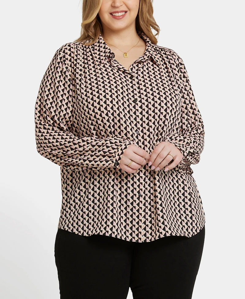 Nydj Plus Modern Blouse Point Collar Top