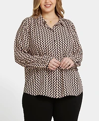 Nydj Plus Modern Blouse Point Collar Top