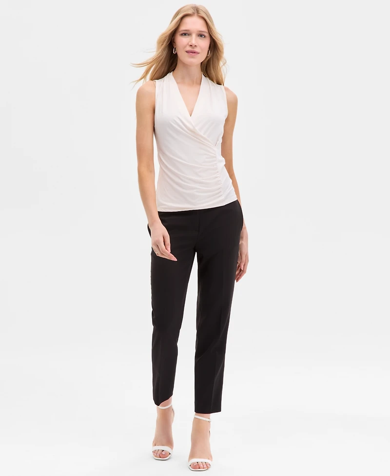 Anne Klein Women's Shirred Surplice-Neck Sleeveless Top