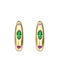 Kids 14K Gold Plated with Colored Cubic zirconia Hoop Earrings