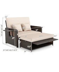 Modular Outdoor Adjustable Daybed Set with Plush Cushions and Storage Ottoman