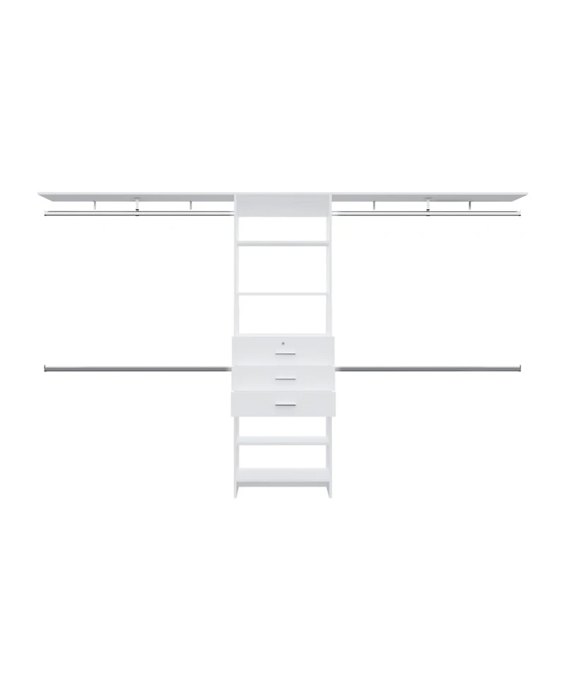 Salina Closet System, 3 Drawers, 5 Shelves, White