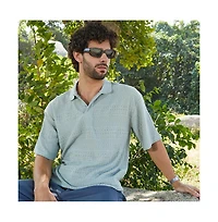 Campus Sutra Men's Sage Green Bohomian Oversized Polo T-Shirt