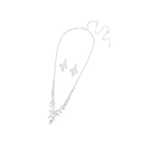 Sohi Women's Silver Bling Stone Jewellery Set