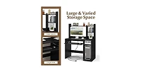 Home Office Computer Desk with Bookcase Keyboard Tray and Cpu Stand