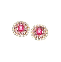 Sohi Women's Pink Embellished Circular Stud Earrings