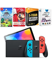 Nintendo Switch Neon Red & Blue Oled Console with The Legend Of Zelda Link's Awakening, Nintendo $20 eShop Gift Card