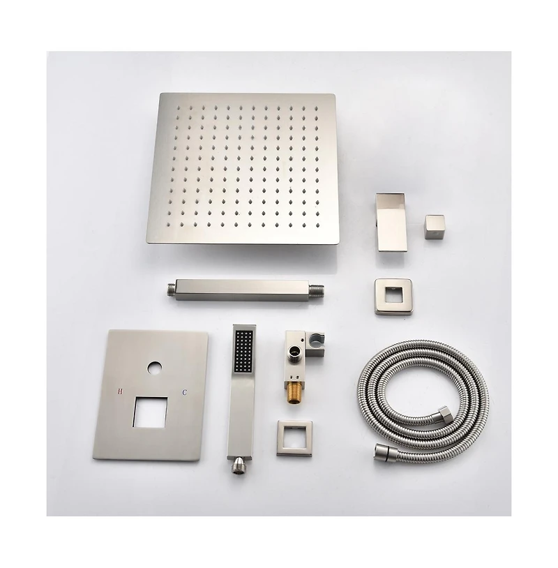Rainsken Ceiling Mounted Shower System Combo Set with Handheld and 10"Shower head