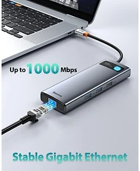 Baseus Laptop Docking Station Dual Monitor 4K120Hz, 9 in 1 Usb C Hub with 2 Hdmi, 1000Mbps Lan, Max 85W Pd, 3 Usb, Sd Card Reader, Usb C Dock Compatib