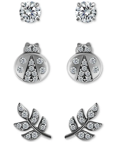 Giani Bernini 3-Pc. Set Cubic Zirconia Stud Earrings 18k Yellow Gold over Sterling Silver (also Silver), Exclusively at Macy's