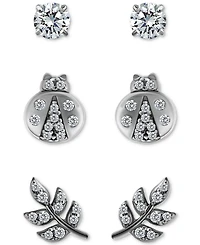 Giani Bernini 3-Pc. Set Cubic Zirconia Stud Earrings 18k Yellow Gold over Sterling Silver (also Silver), Exclusively at Macy's