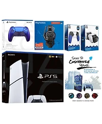 Sony Playstation 5 Slim Digital with Extra Volcanic Red Controller, Plantronics Headset, Trigger Stop Kit
