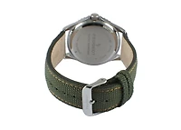Peugeot Men's 42mm Sport Bezel Watch with Khaki Green Dial and Canvas Strap