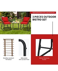 Gymax 3 Piece Patio Conversation Furniture Set Outdoor Bistro Set With Cushions