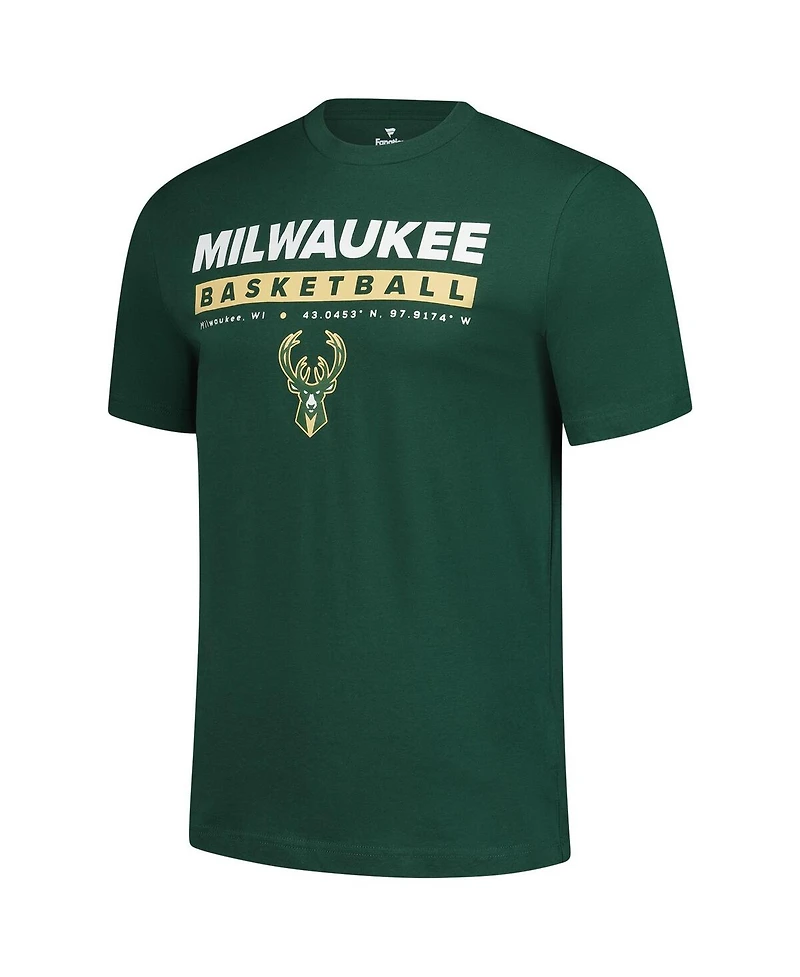 Fanatics Men's Hunter Green Milwaukee Bucks Location Just Net T-Shirt