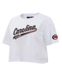 Pro Standard Women's White Carolina Hurricanes Boxy Script Tail Cropped T-Shirt
