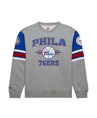 Mitchell & Ness Men's Heather Gray Philadelphia 76ers Hardwood Classics All Over 4.0 Pullover Sweatshirt