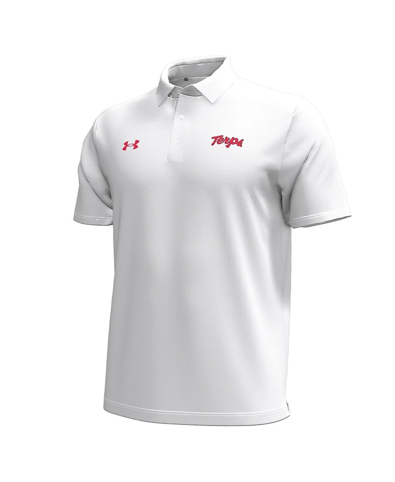 Under Armour Men's White Maryland Terrapins Playoff Chest Stripe Performance Polo Shirt