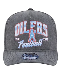 New Era Men's Black Houston Oilers Throwback Washed A-Frame 9FIFTY Snapback Hat