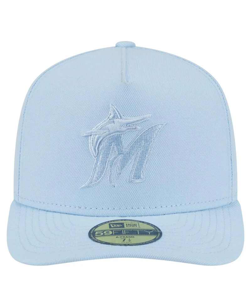 New Era Men's Light Blue Miami Marlins Color Pack A-Frame 59FIFTY Fitted Hat