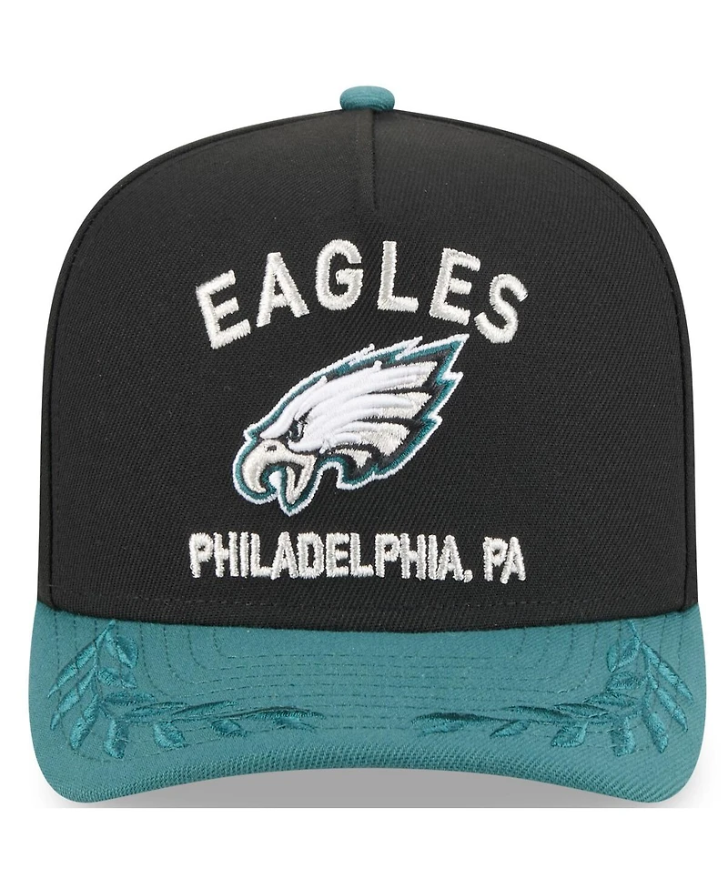 New Era Big Boys and Girls Black/Green Philadelphia Eagles 2025 Nfl Draft A-Frame 9FIFTY Snapback Hat