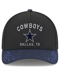 New Era Big Boys and Girls Black/Navy Dallas Cowboys 2025 Nfl Draft 9FORTY A-Frame M-Crown Adjustable Hat