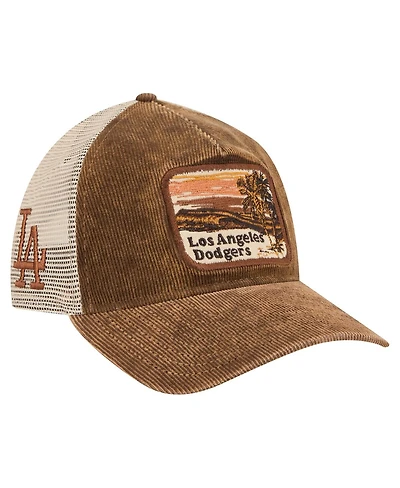 New Era Men's Dark Brown Los Angeles Dodgers Vintage Landscape 9TWENTY A-Frame Adjustable Trucker Hat