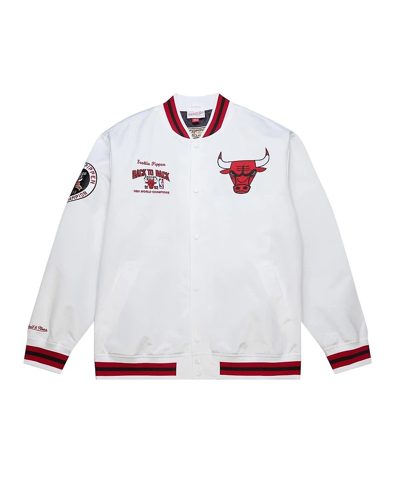 Mitchell & Ness Men's Scottie Pippen White Chicago Bulls Nba Legends Full-Snap Satin Jacket